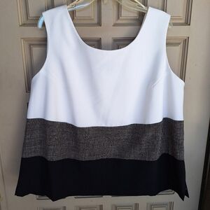 Perceptions Plus Sz22W Suit Blouse Color Block Side Zip Sleeveless Quality Item